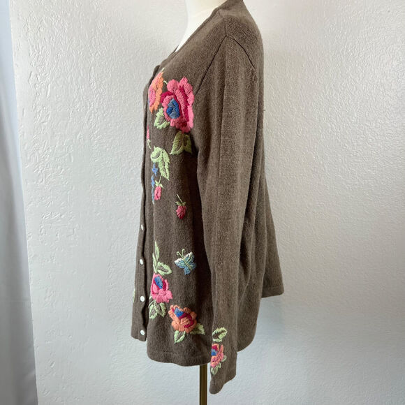 Crazy Horse Sweater Womens 1X Floral Silk Blend Cardigan Boho Cottage Hippie - Picture 5 of 10